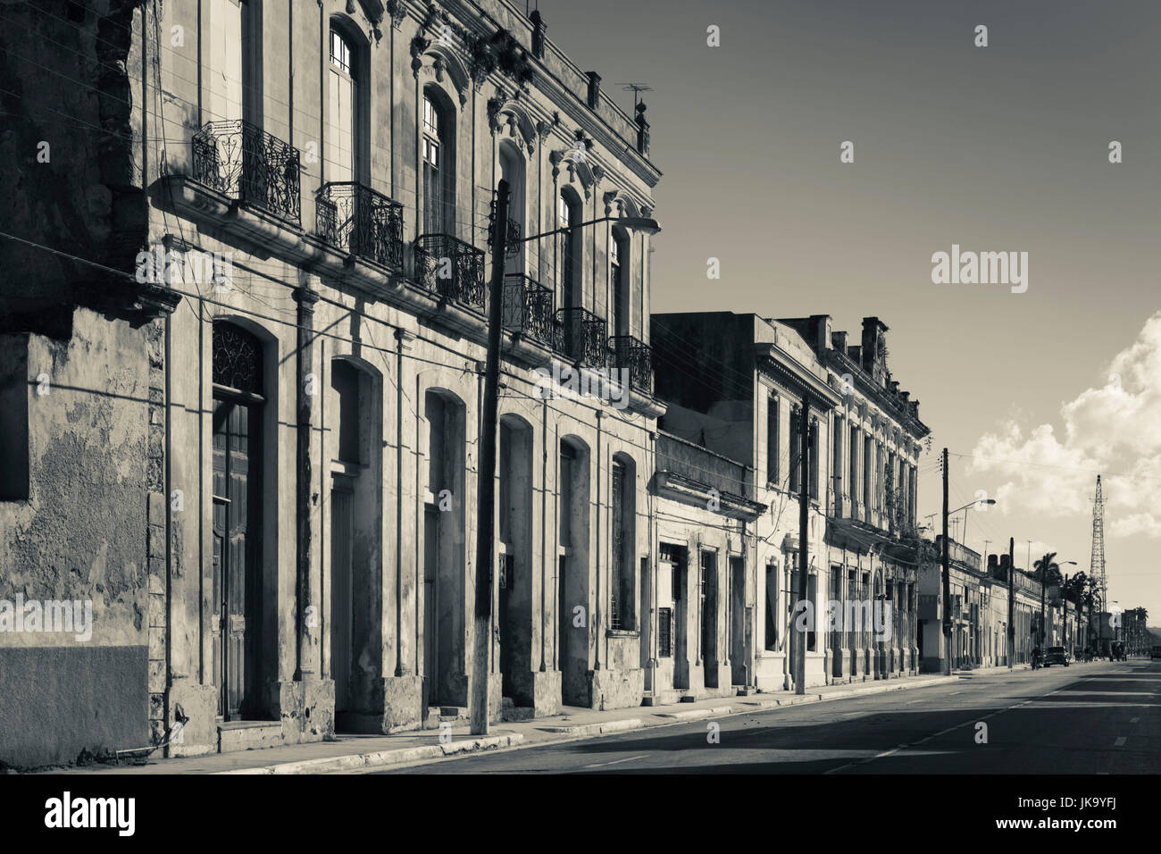 Cuba, Matanzas Province, Cardenas, buildings along Avenida Cespedes Stock Photo