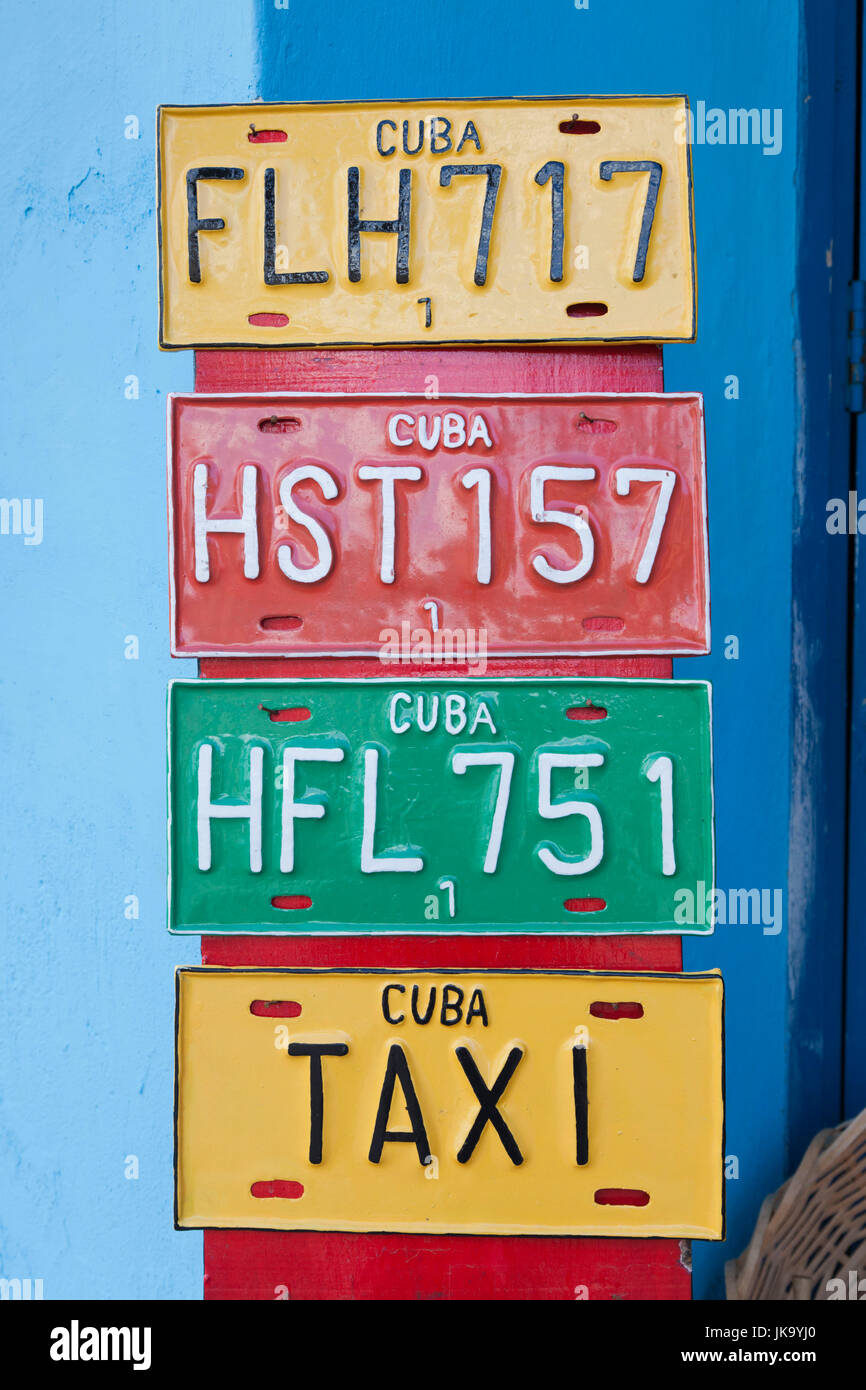 Cuba, Sancti Spiritus Province, Trinidad, Cuban souvenir license plates
