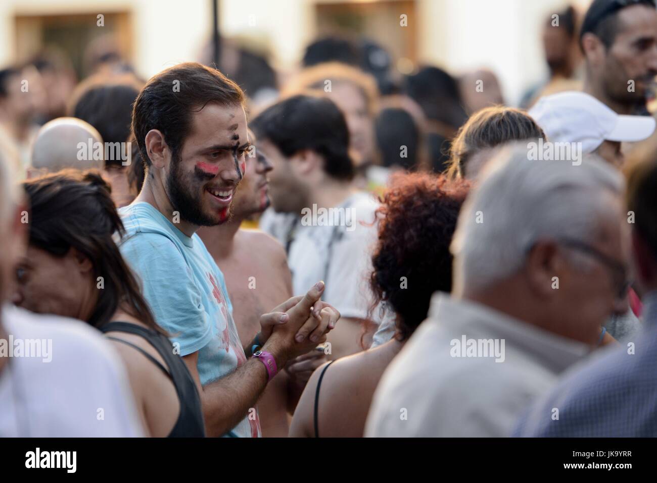 Alcala La Real, Spain. 21st July, 2017. Toto St. Serpio Tomas 'Toto' was born in Luanda (Angola, Africa), during his performance on the stage of Etnosur. Etnosur is a festival of ethnic music that is celebrated annually in the south of Spain. Credit: M.Ramirez/Pacific Press/Alamy Live News Stock Photo