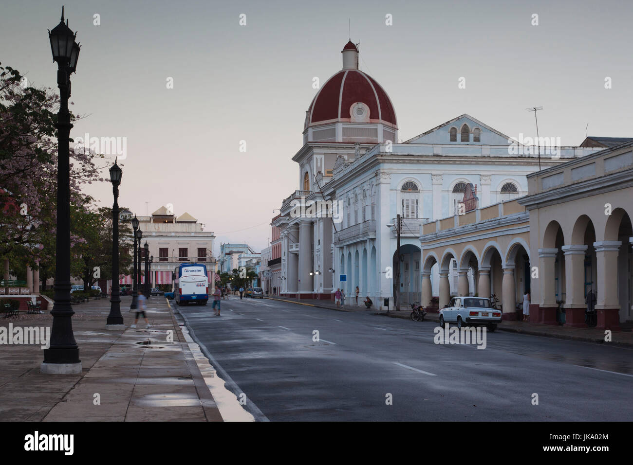 Cuba, Cienfuegos Province, Cienfuegos, Palacio de Gobierno, government house, dusk Stock Photo