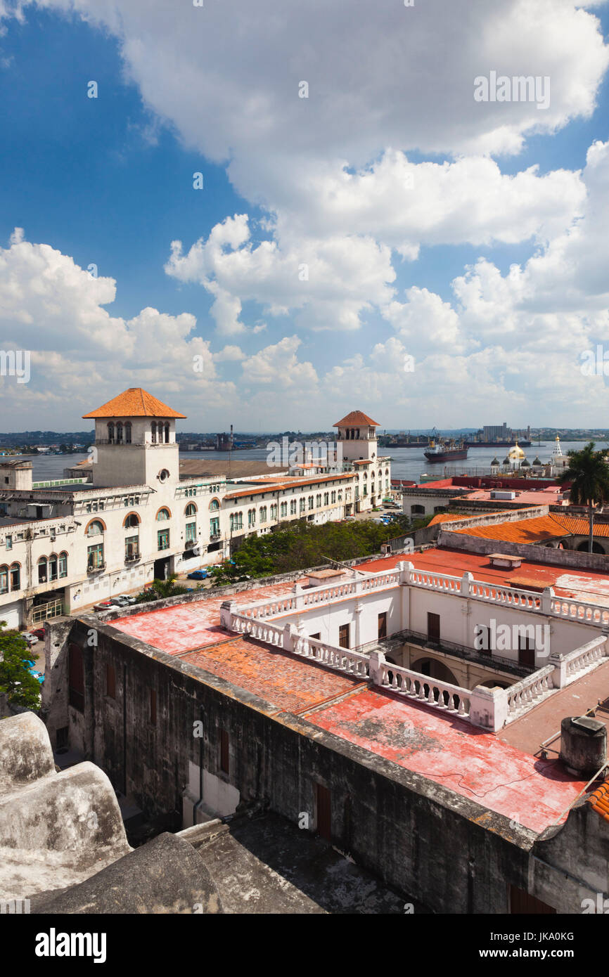 Cuba, Havana, Havana Vieja, Plaza de San Francisco de Asis, Port Buildings, elevated view Stock Photo