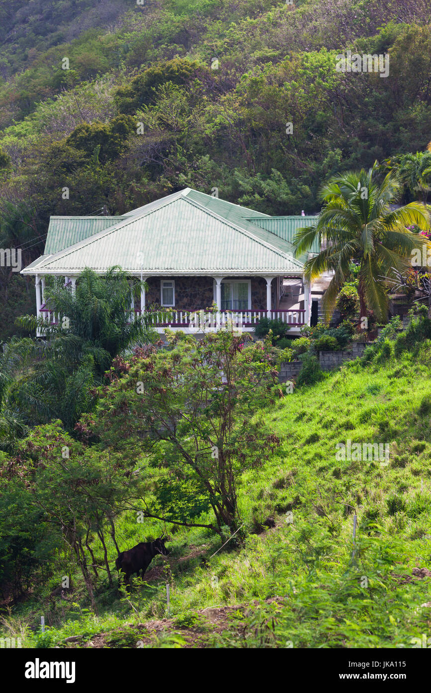 St. Vincent and the Grenadines, St. Vincent, Leeward Coast, Peters Hope, island house Stock Photo