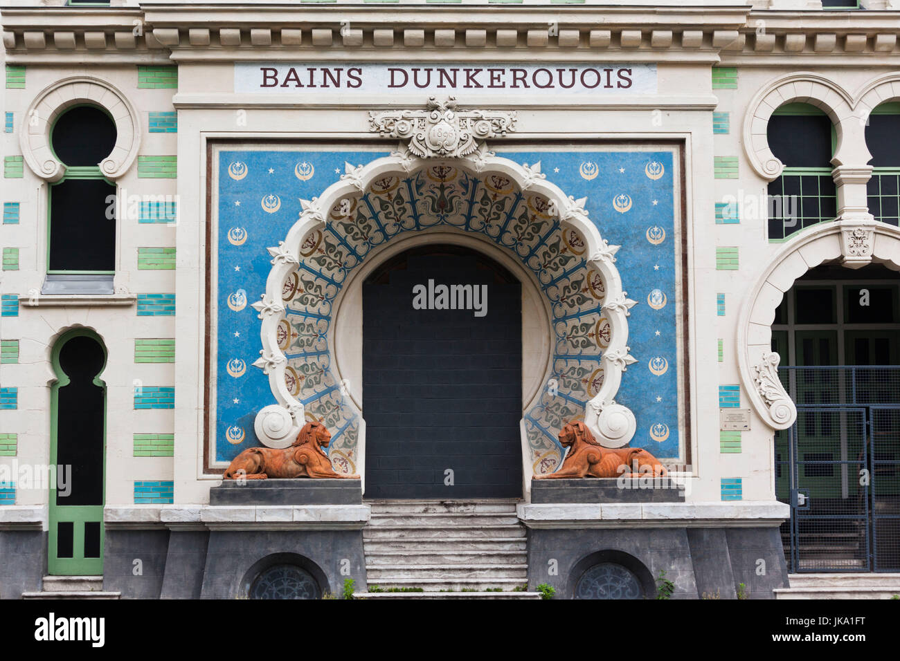 France, Nord-Pas de Calais Region, Nord Department, French Flanders Area, Dunkerque, Bains Dunkerquois, Dunkirk Baths building Stock Photo