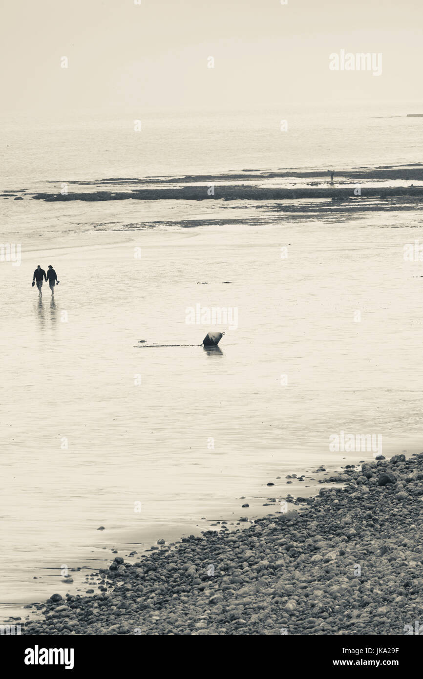 France, Normandy Region, Seine-Maritime Department, St-Valery en Caux, people on beach, NR Stock Photo