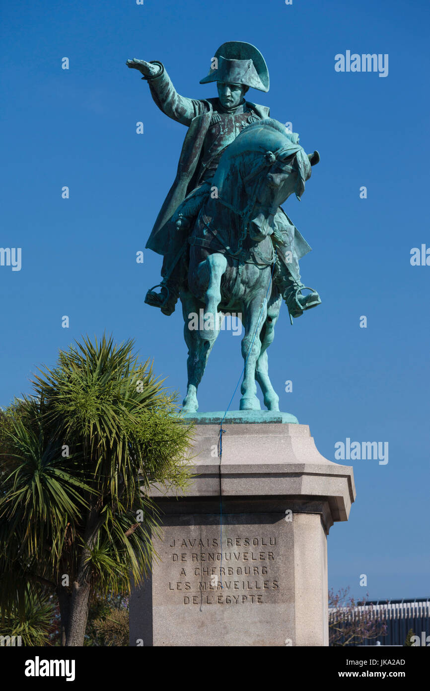 France, Normandy Region, Manche Department, Cherbourg-Octeville, Place Napoleon, statue of Napoleon Bonaparte Stock Photo