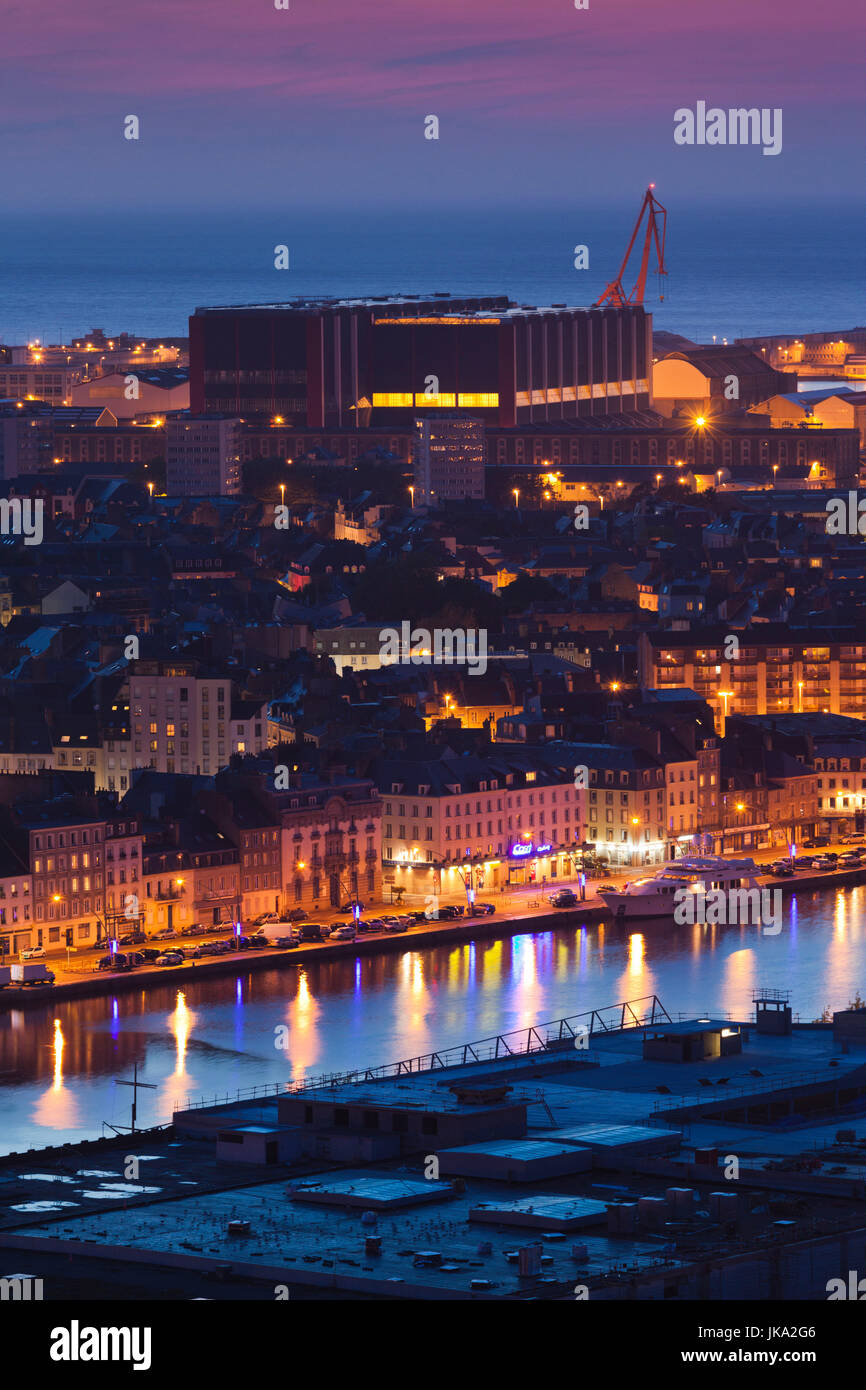 France, Normandy Region, Manche Department, CherbourgOcteville, elevated Cherbourg city view