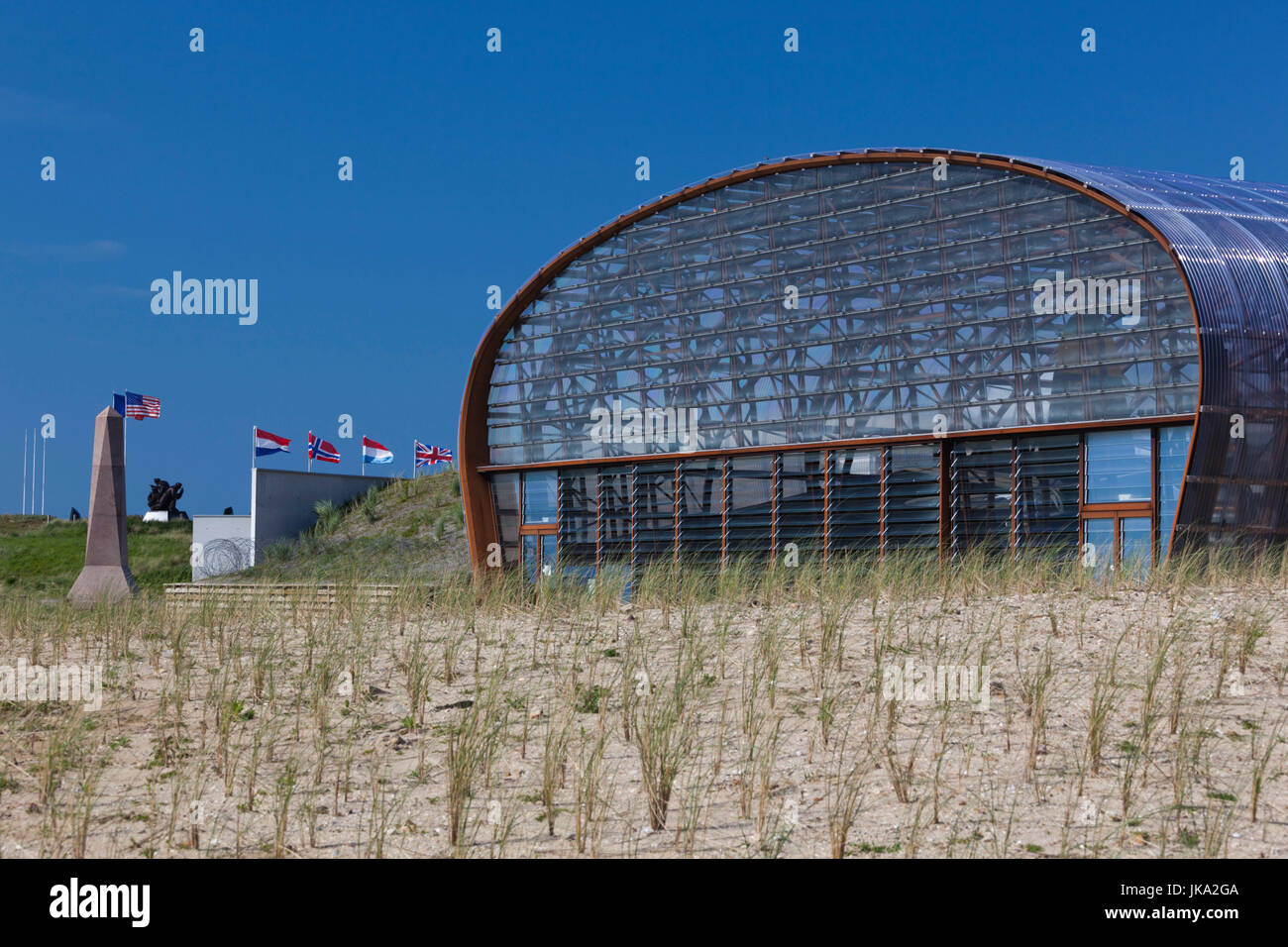 France, Normandy Region, Manche Department, D-Day Beaches Area, WW2-era D-Day invasion Utah Beach, Sainte Marie du Mont, Musee Utah Beach museum, building exterior Stock Photo