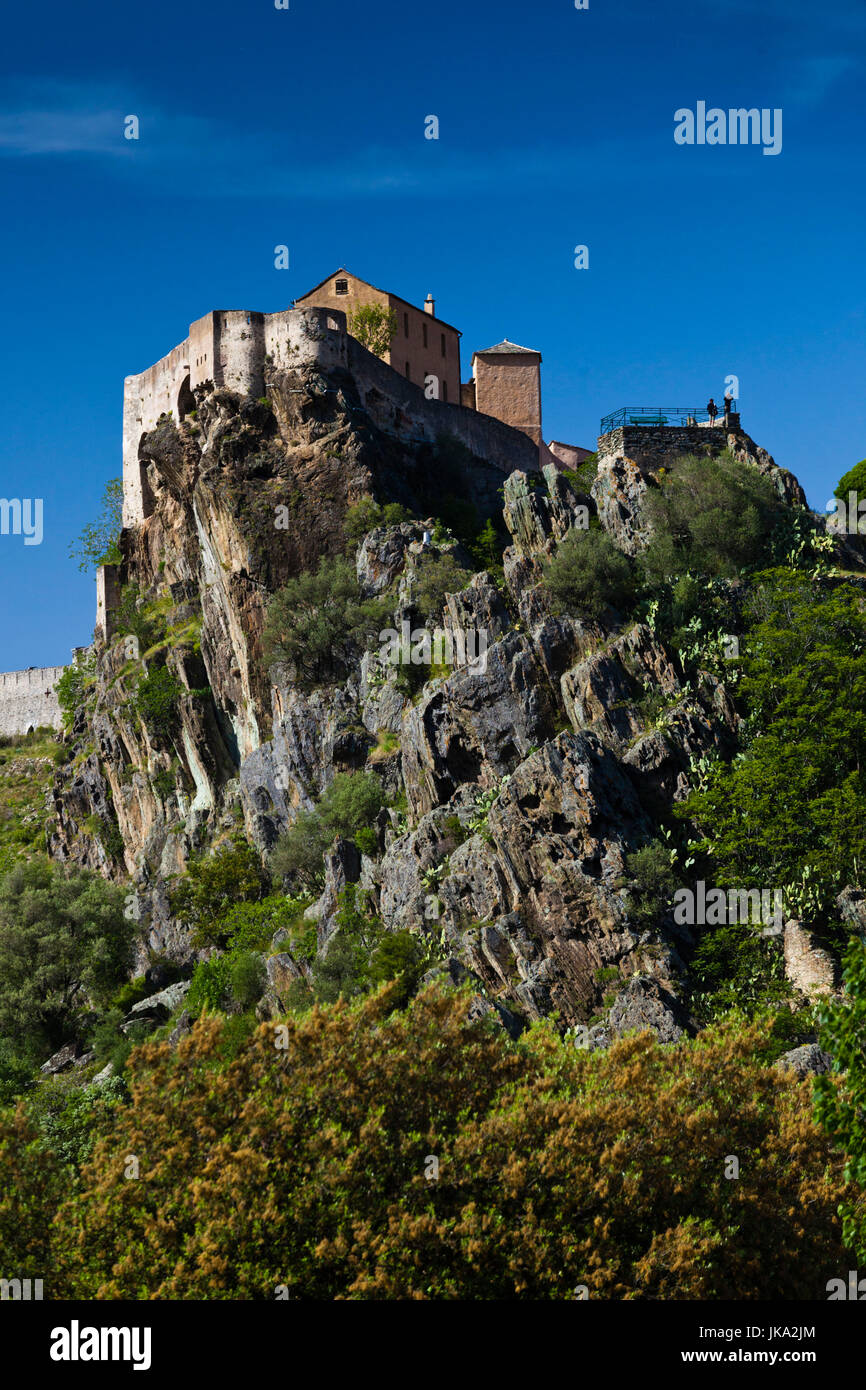 France, Corsica, Haute-Corse Department, Central Mountains Region, Corte, Citadel, Nid de Aigle, ancient donjon Stock Photo