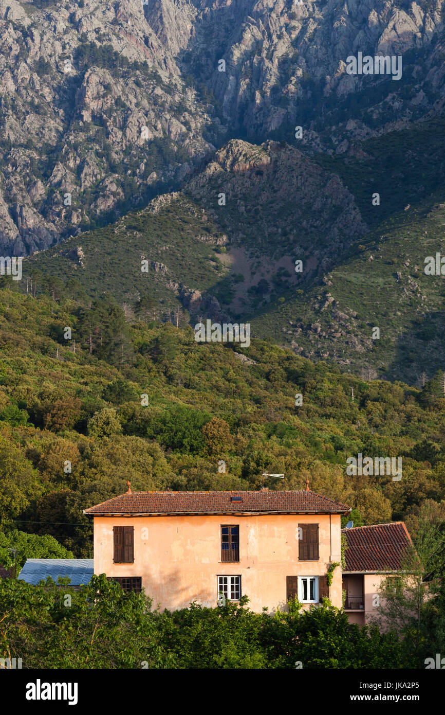 France, Corsica, Haute-Corse Department, Central Mountains Region, Corte, house detail Stock Photo