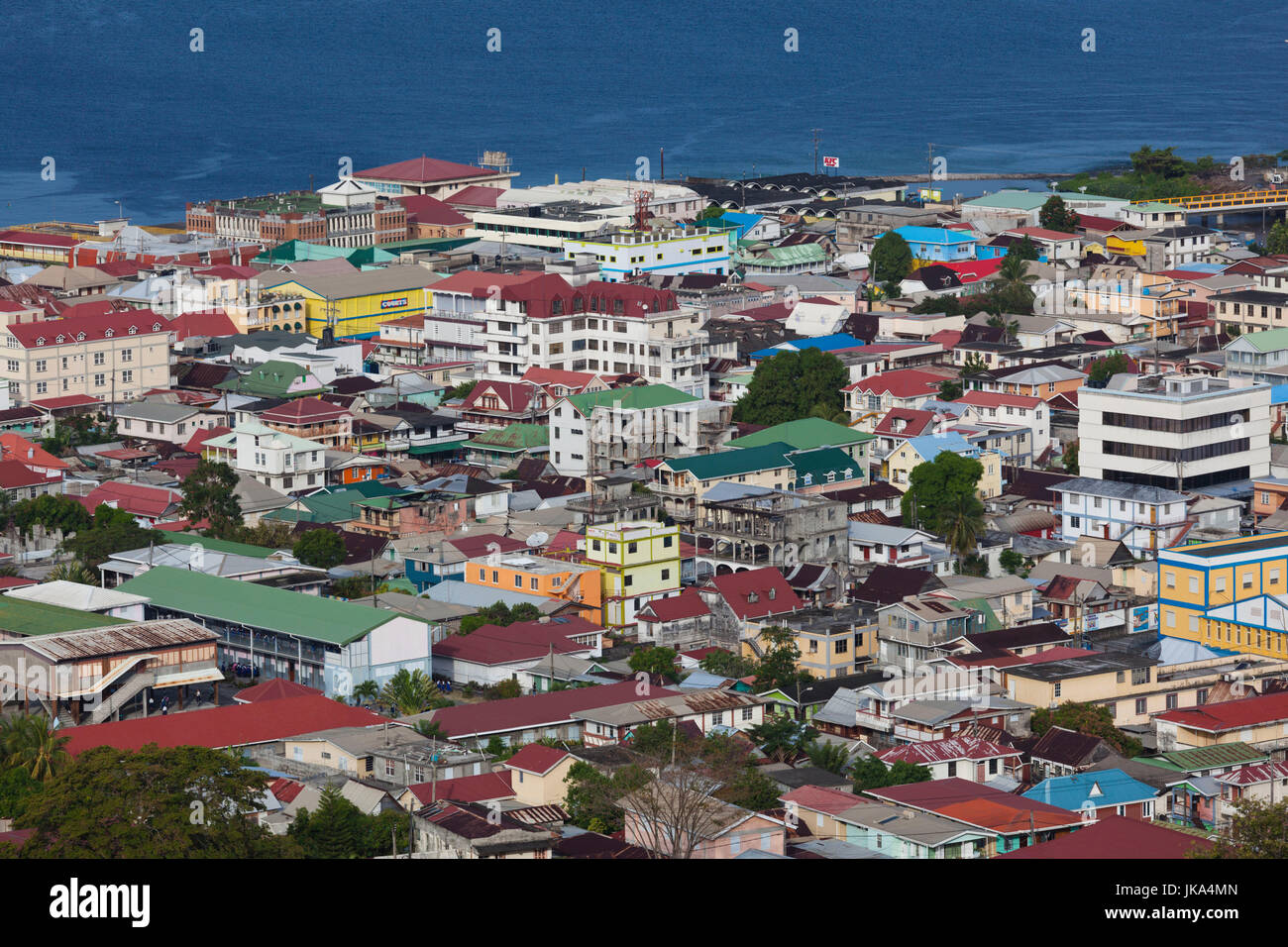 Dominica, Roseau, elevated town view, morning Stock Photo Alamy