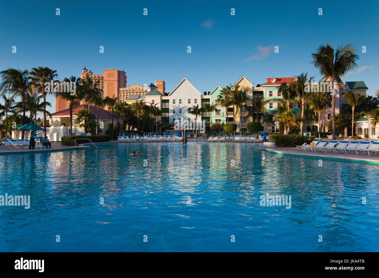 Bahamas, New Providence Island, Nassau, Paradise Island, Atlantis Hotel and Casino, swimming pool Stock Photo