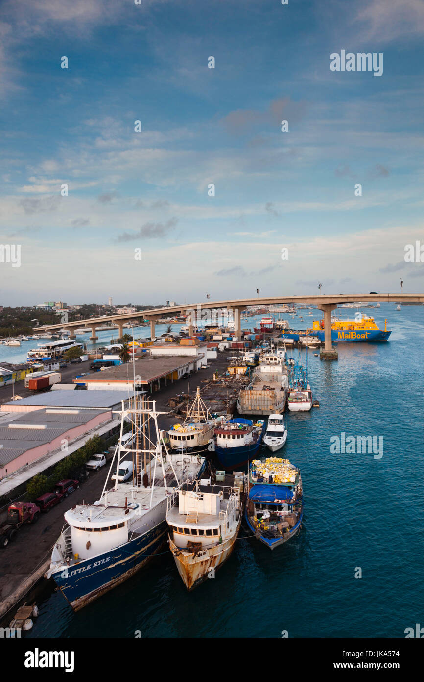 Bahamas, New Providence Island, Nassau, Potters Cay, boat harbor Stock Photo