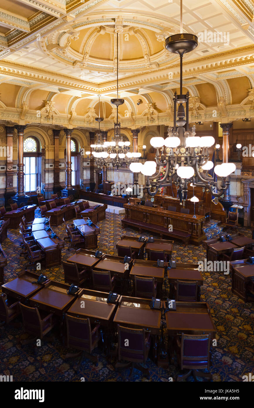 USA, Kansas, Topeka, Kansas State Capital, State Senate Chamber Stock Photo
