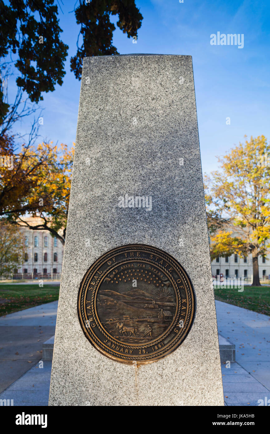 USA, Kansas, Topeka, Kansas State Capital, Seal of the State of Kansas Stock Photo