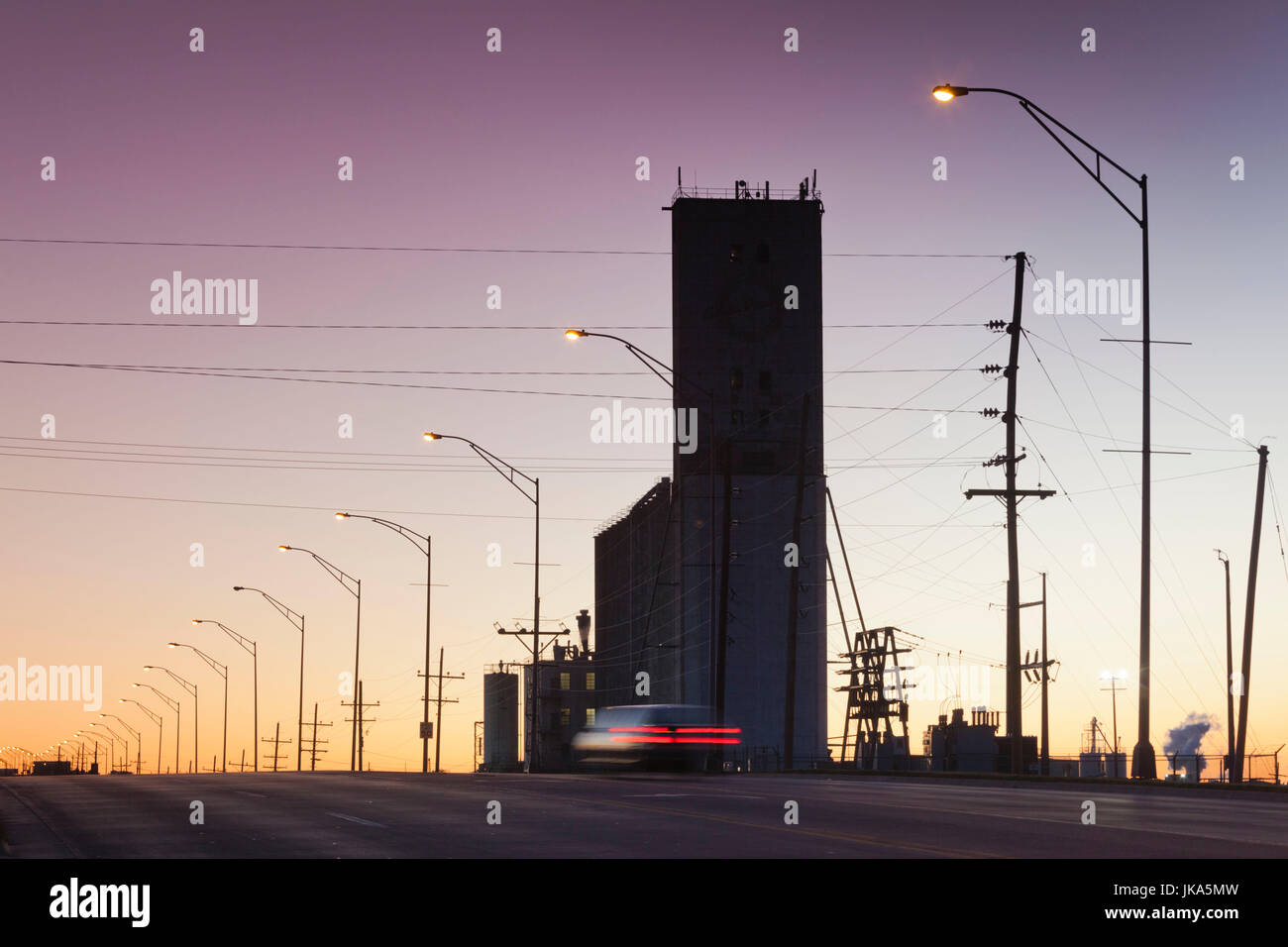 USA, Kansas, Dodge City, grain elevator, dawn Stock Photo Alamy