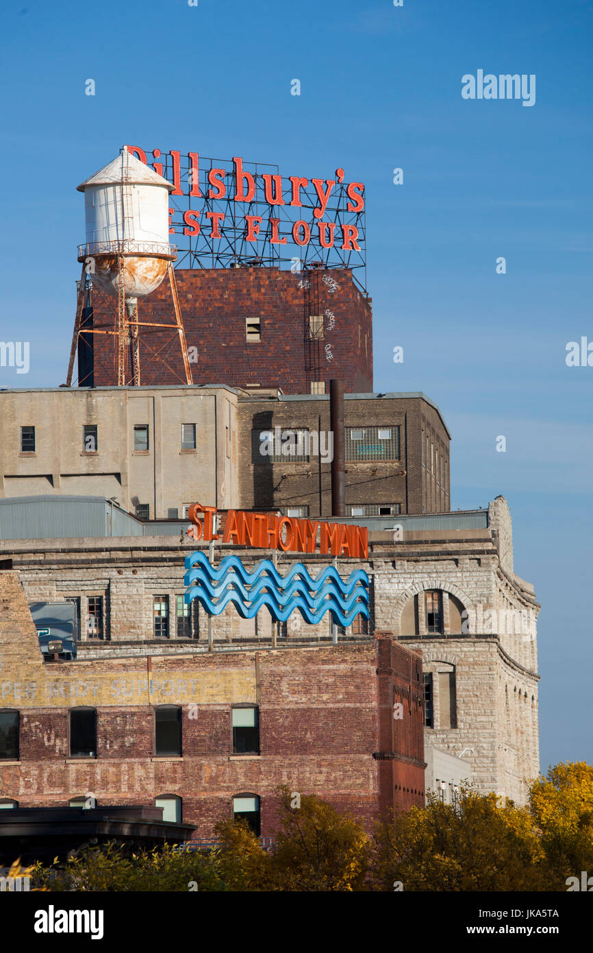 USA, Minnesota, Minneapolis, elevated view of the St. Anthony Main area Stock Photo