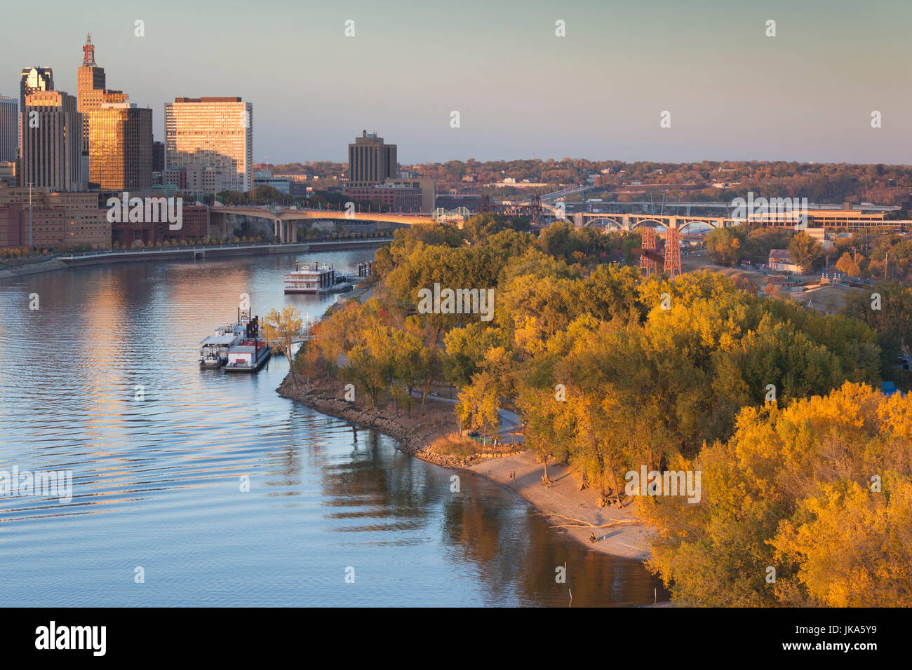 USA, Minnesota, Minneapolis, St. Paul, elevated skyline from ...