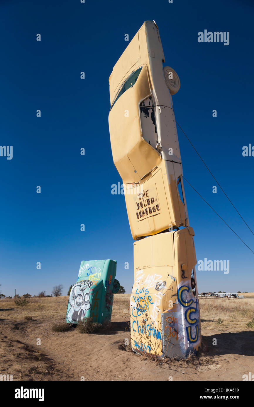 USA, Nebraska, Alliance, Carhenge, outdoor sculpture modelled on Stonehenge in England but made of old cars Stock Photo