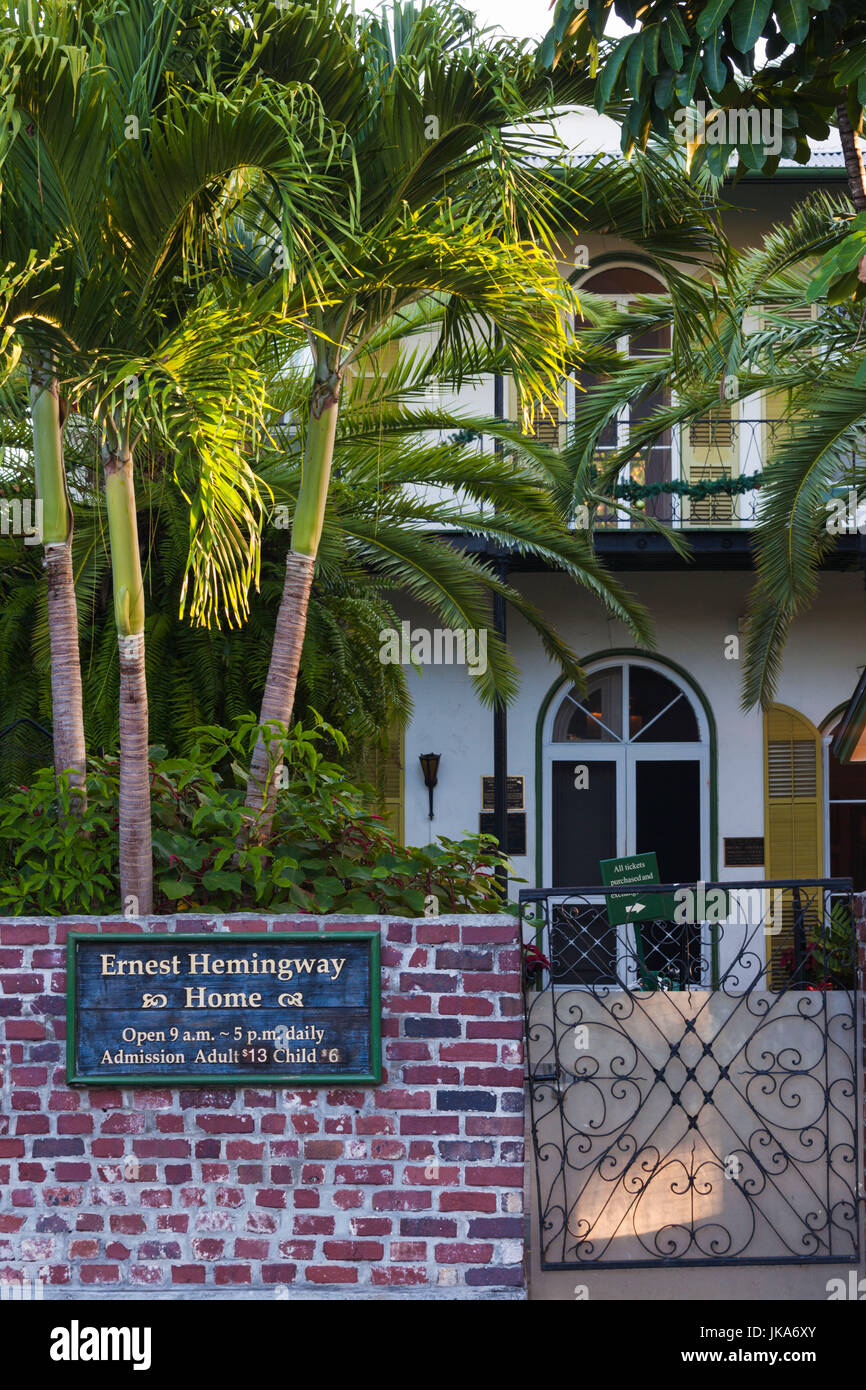 USA, Florida, Florida Keys, Key West, Hemingway House, former residence of famous American writer, exterior Stock Photo