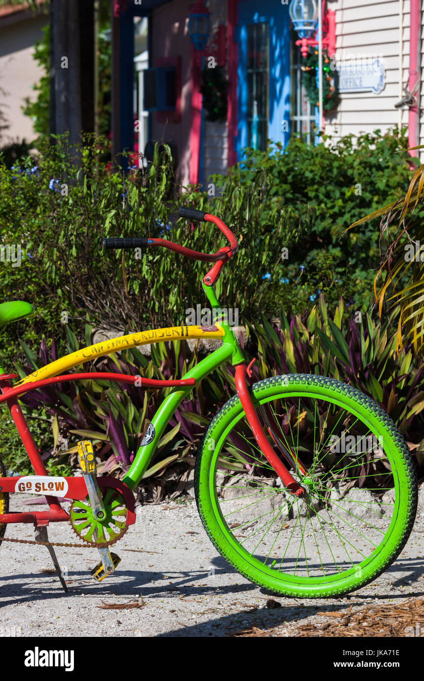 USA, Florida, Gulf Coast, Captiva Island, colorful bicycle Stock Photo