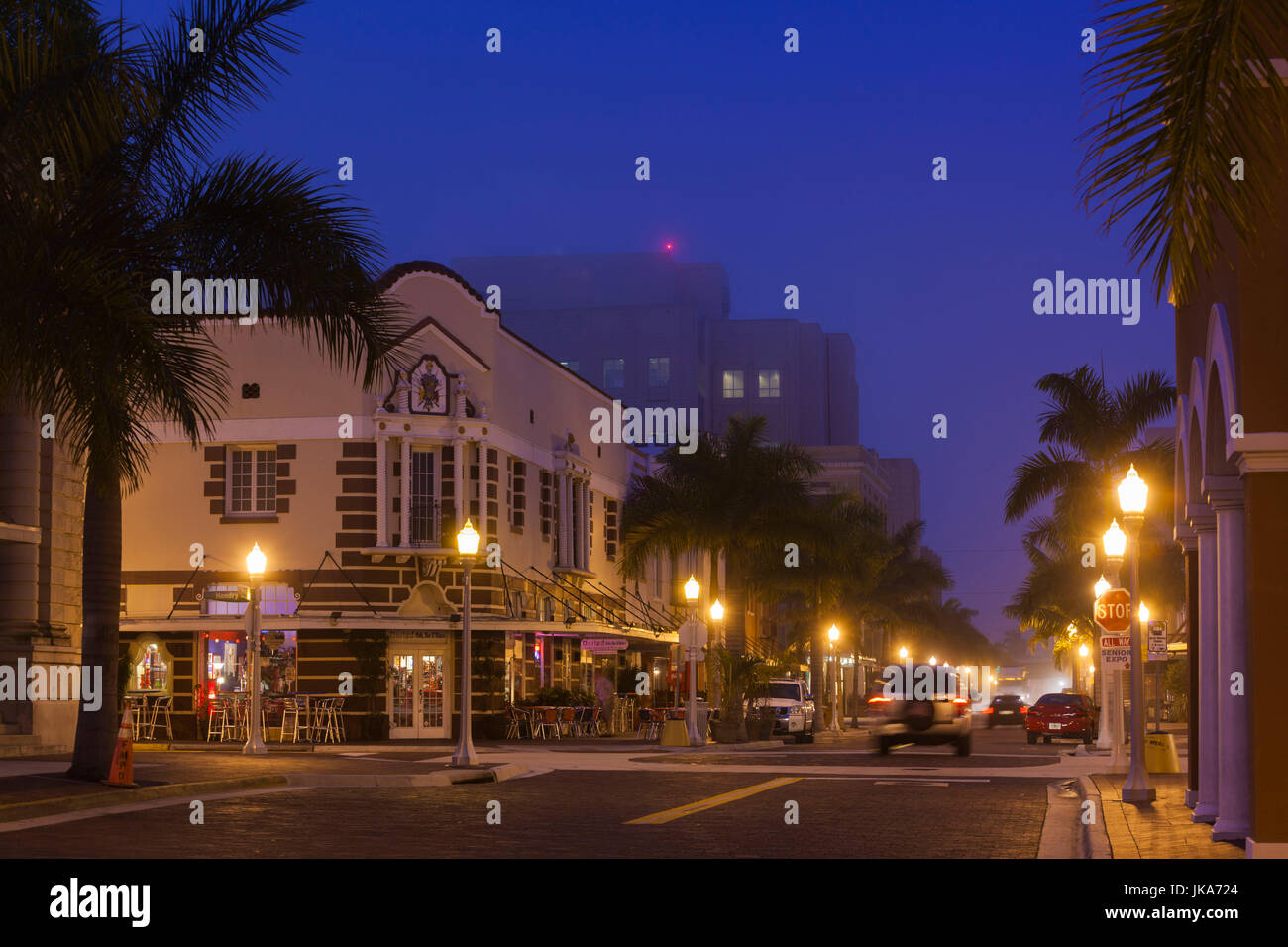 USA, Florida, Gulf Coast, Fort Myers, downtown, dawn Stock Photo