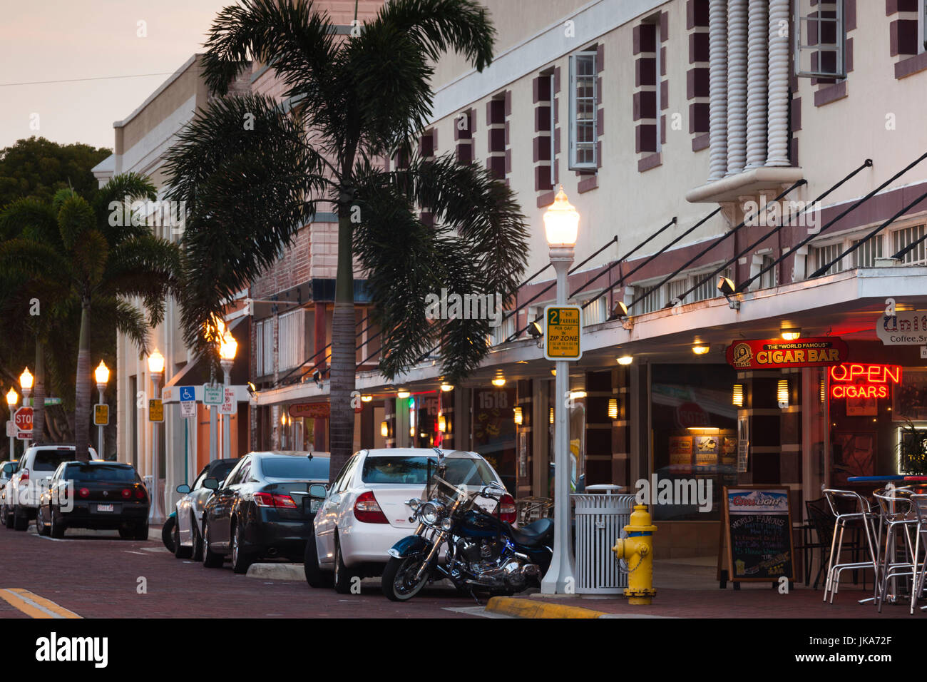USA, Florida, Gulf Coast, Fort Myers, downtown, dusk Stock Photo