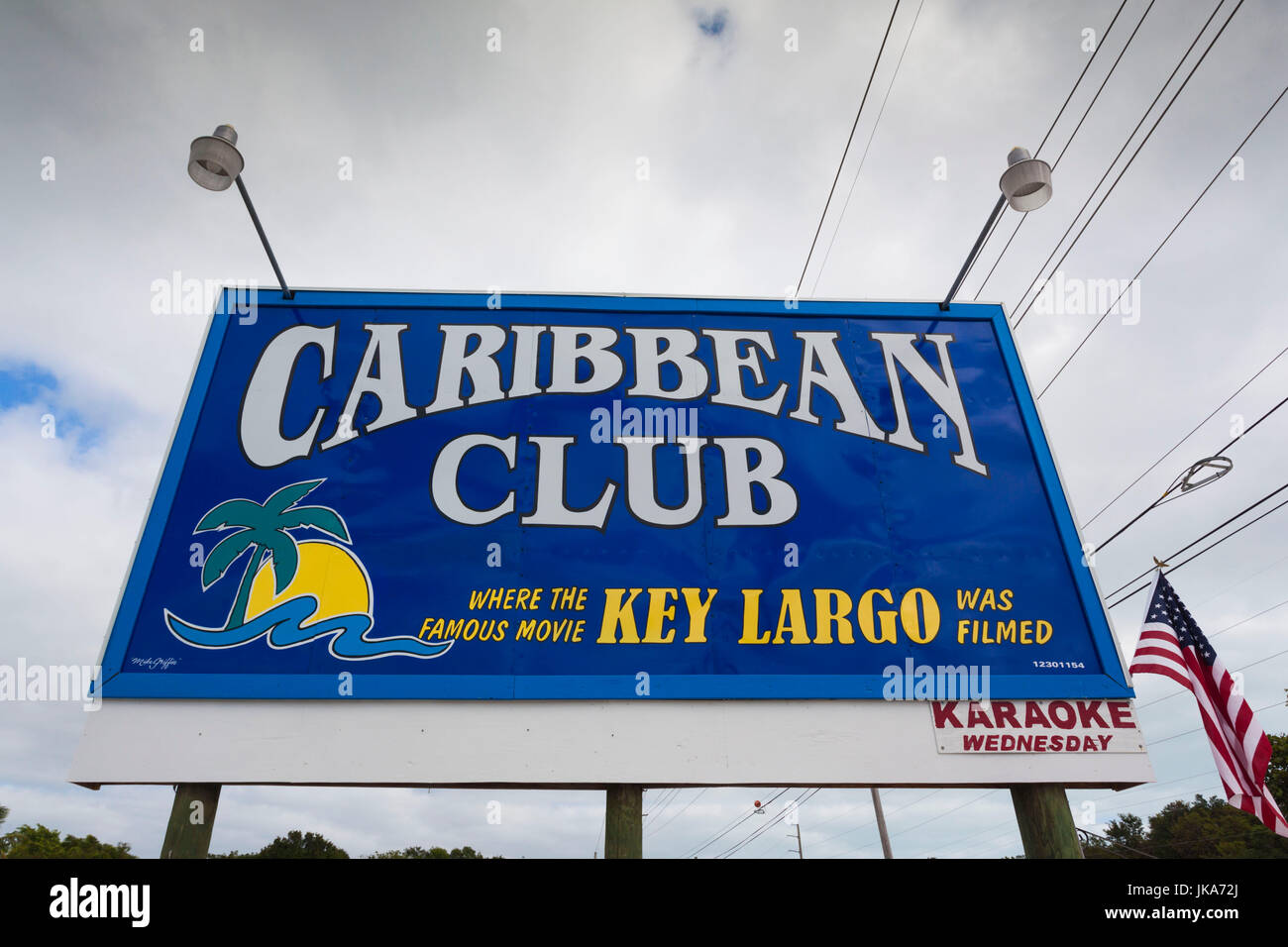 USA, Florida, Florida Keys, Key Largo, sign for the Caribbean Club, bar where the film Key Largo was filmed Stock Photo