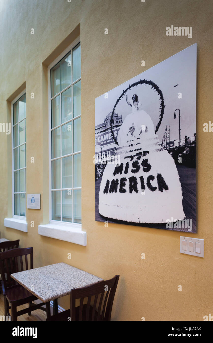 USA, Florida, Miami Beach, South Beach, Jewish Museum of Florida, located in former synagogue, photograph of Bess Myerson, the first and only Jewish Miss America in 1945 Stock Photo