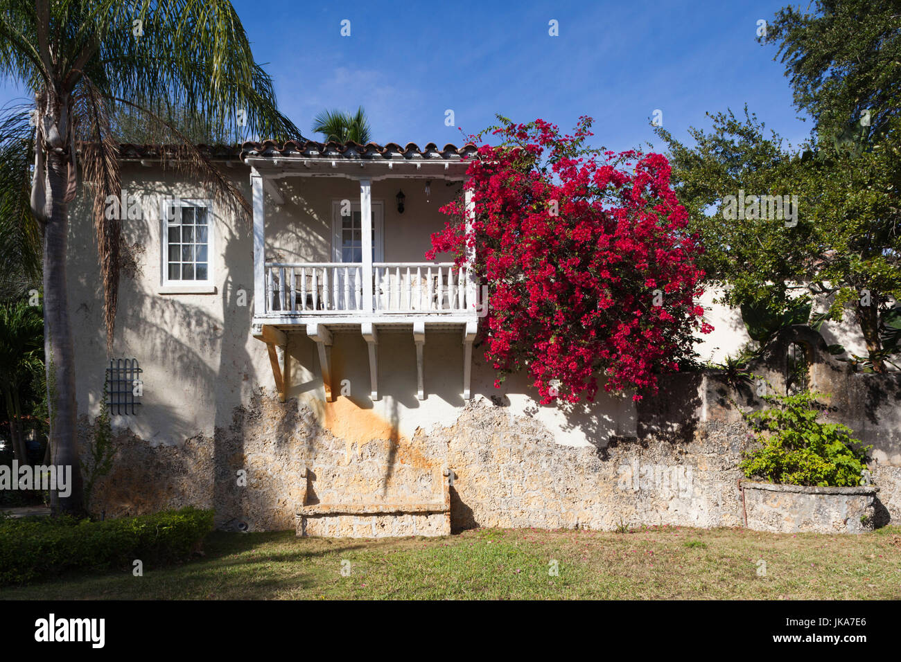 USA, Florida, Coral Gables, house with bougainvilla Stock Photo