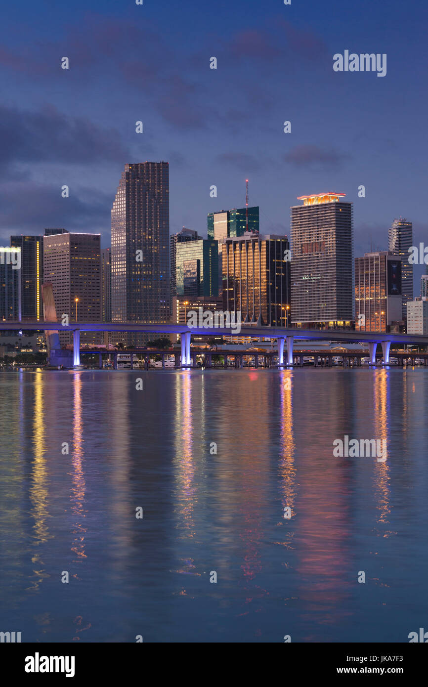 USA, Florida, Miami, city skyline from Watson Island, dawn Stock Photo