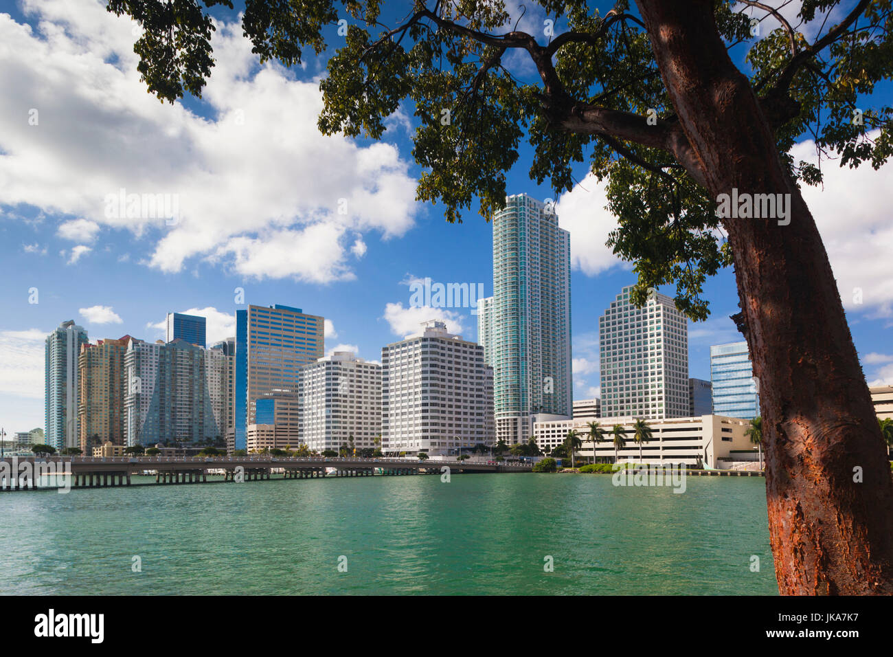 USA, Florida, Miami, city skyline from Brickell Key Stock Photo