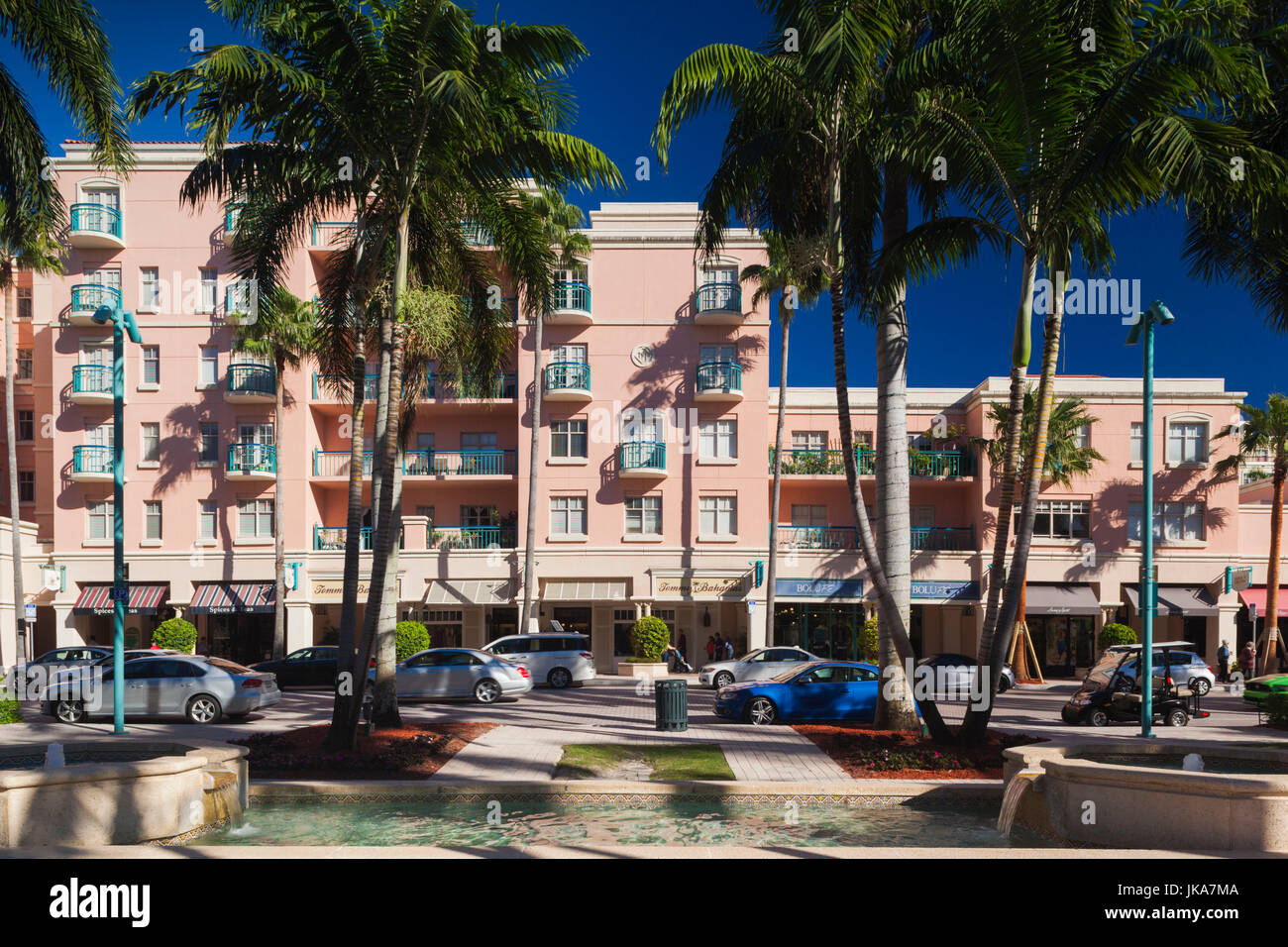 USA, Florida, Boca Raton, Mizner Park, apartments, shops, and cafes Stock Photo