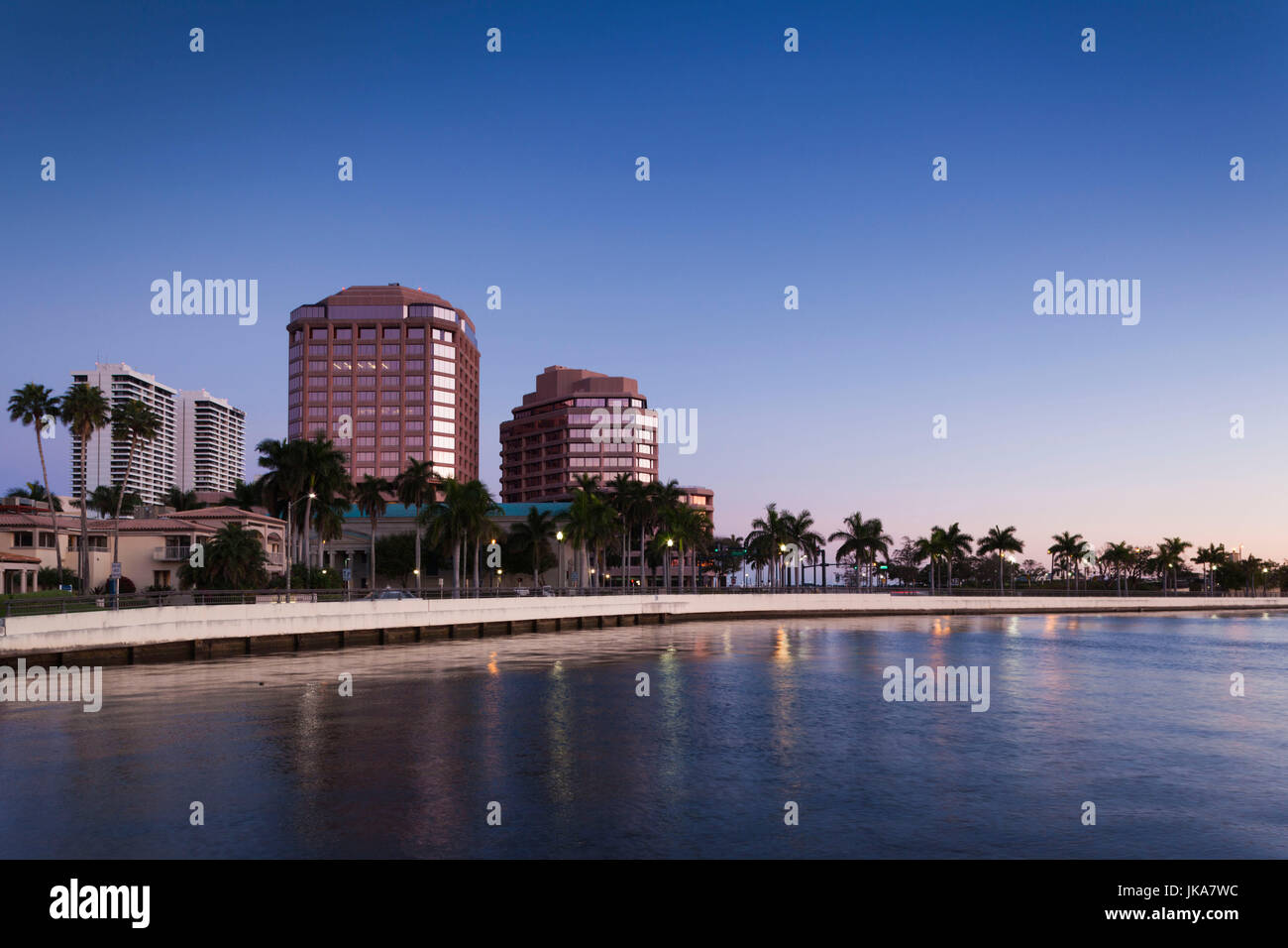 USA, Florida, West Palm Beach, city view, dawn Stock Photo
