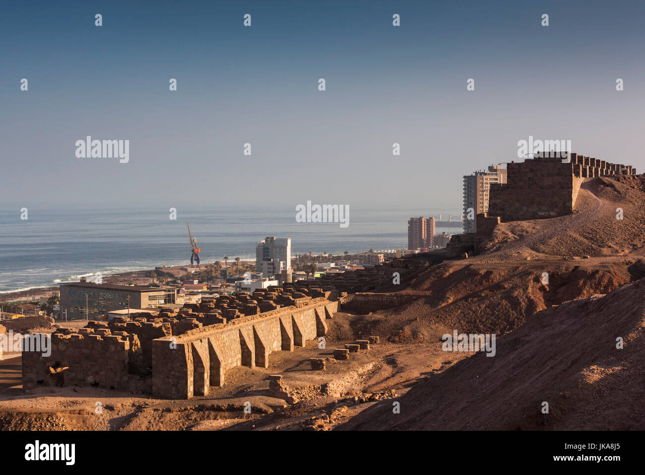 Chile, Antofagasta, Museo Desierto de Atacama, and ruins of the Huanchaca mine Stock Photo