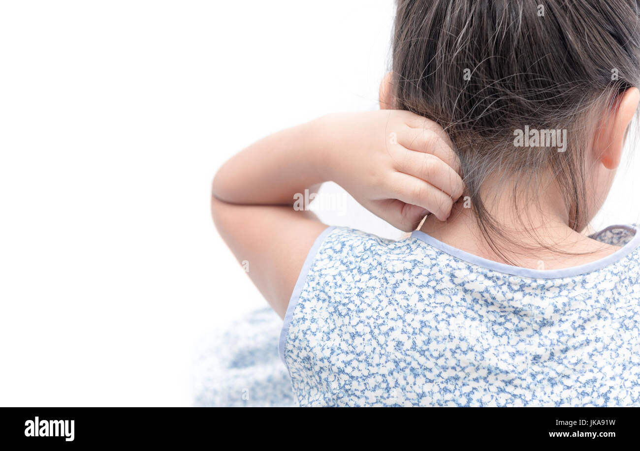 girl scratch the itch with hand isolated on white background, Concept