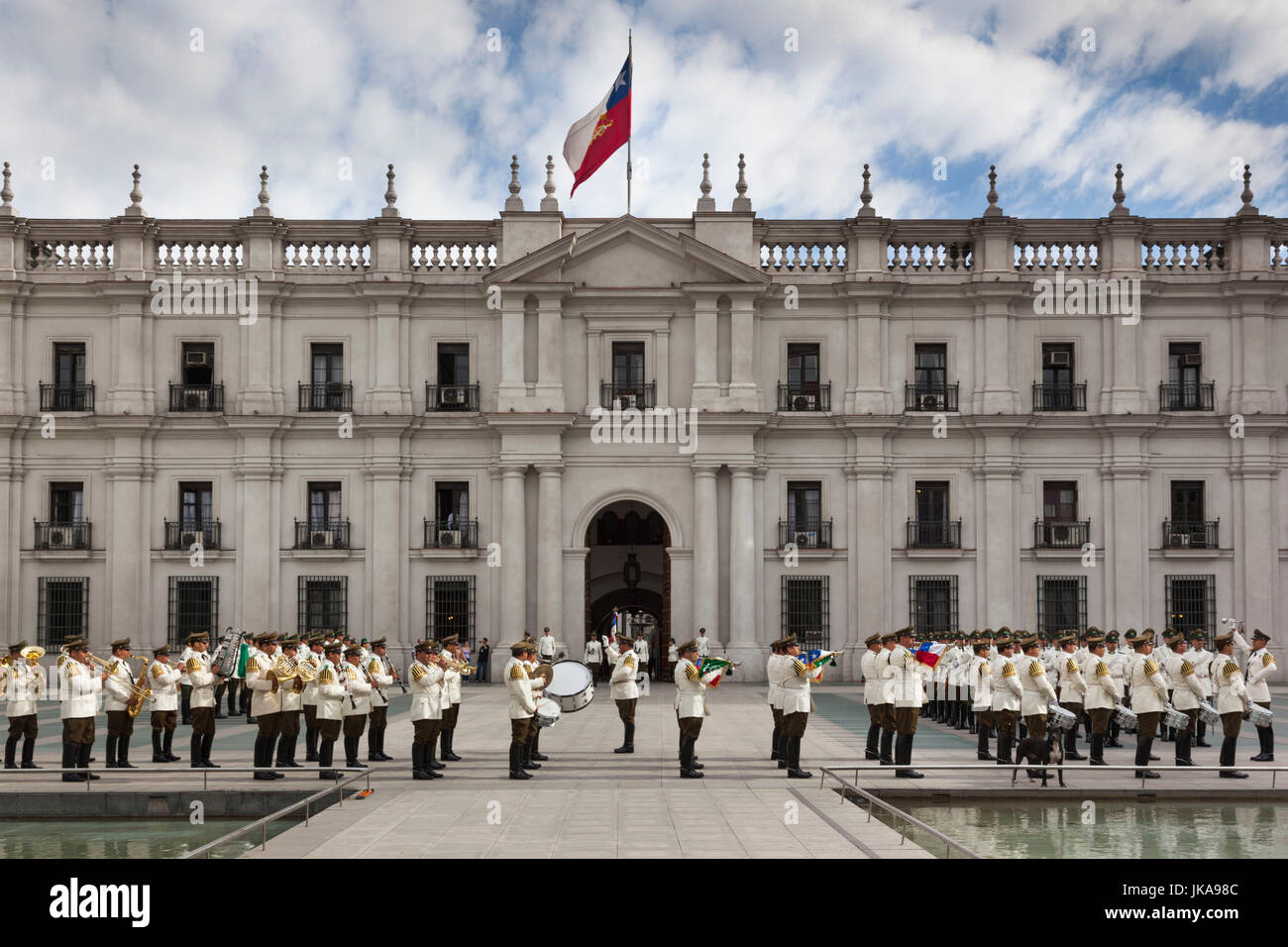 Chile, Santiago, Palacio de la Moneda, Presidential Palace, changing of the guards ceremony Stock Photo