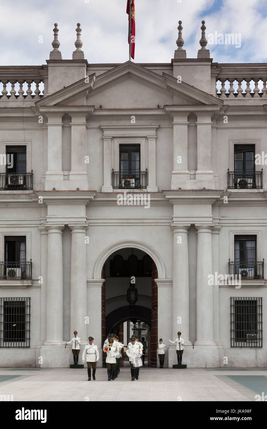Chile, Santiago, Palacio de la Moneda, Presidential Palace, changing of the guards ceremony Stock Photo