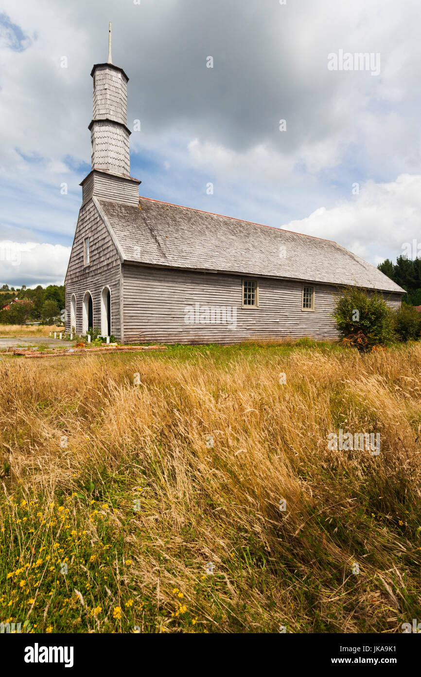 Chile, Chiloe Island, Compu, Capilla de Compu church Stock Photo