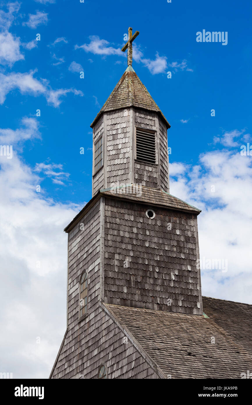 Chile, Chiloe Archipelago, Quinchao Island, Achao, Iglesia Santa Maria de Loreto church, exterior Stock Photo