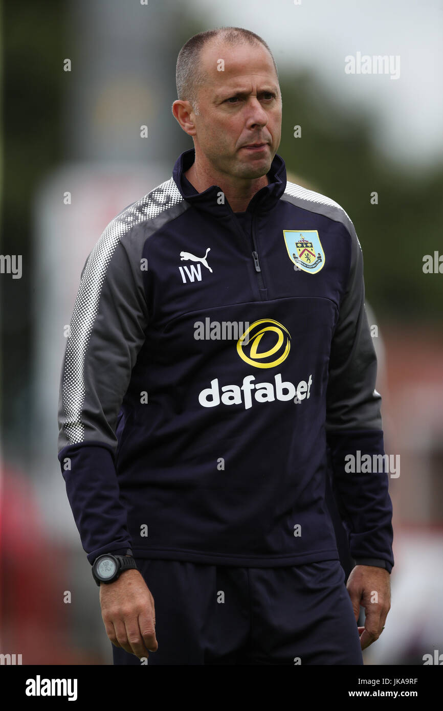 Burnley coach Ian Woan during the pre-season friendly match at Aggborough, Kidderminster. PRESS ASSOCIATION Photo. Picture date: Saturday July 22, 2017. See PA story SOCCER Kidderminster. Photo credit should read: Nick Potts/PA Wire. RESTRICTIONS: No use with unauthorised audio, video, data, fixture lists, club/league logos or 'live' services. Online in-match use limited to 75 images, no video emulation. No use in betting, games or single club/league/player publications. Stock Photo