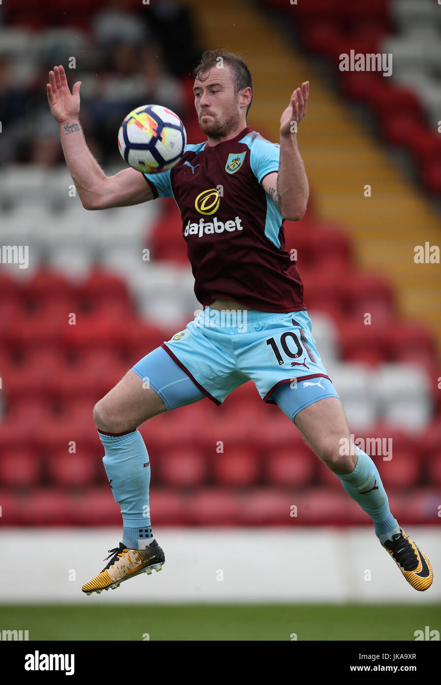 Burnley's Ashley Barnes during the pre-season friendly match at Aggborough, Kidderminster. PRESS ASSOCIATION Photo. Picture date: Saturday July 22, 2017. See PA story SOCCER Kidderminster. Photo credit should read: Nick Potts/PA Wire. RESTRICTIONS: No use with unauthorised audio, video, data, fixture lists, club/league logos or 'live' services. Online in-match use limited to 75 images, no video emulation. No use in betting, games or single club/league/player publications. Stock Photo