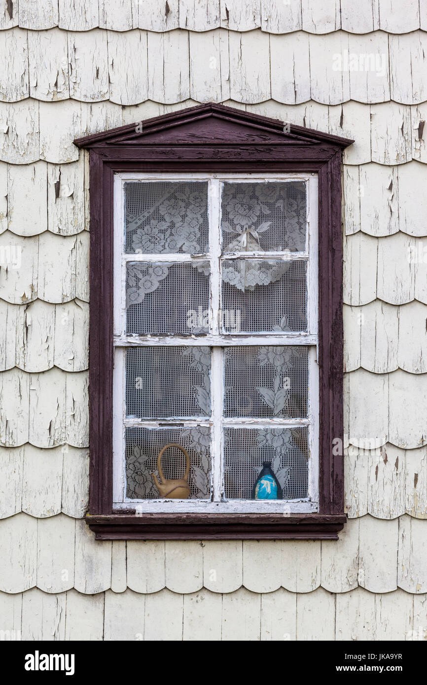 Chile, Los Lagos Region, Puerto Varas, German Colonial building detail Stock Photo