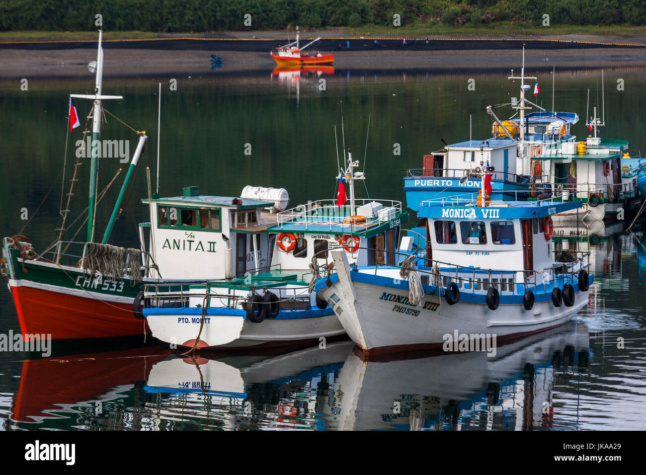 Chile, Los Lagos Region, Puerto Montt, Angelmo harbor, fishing boats Stock Photo