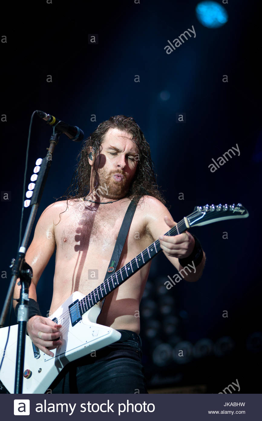 Airbourne (singer and lead guitar Joel O'Keeffe) performing live at