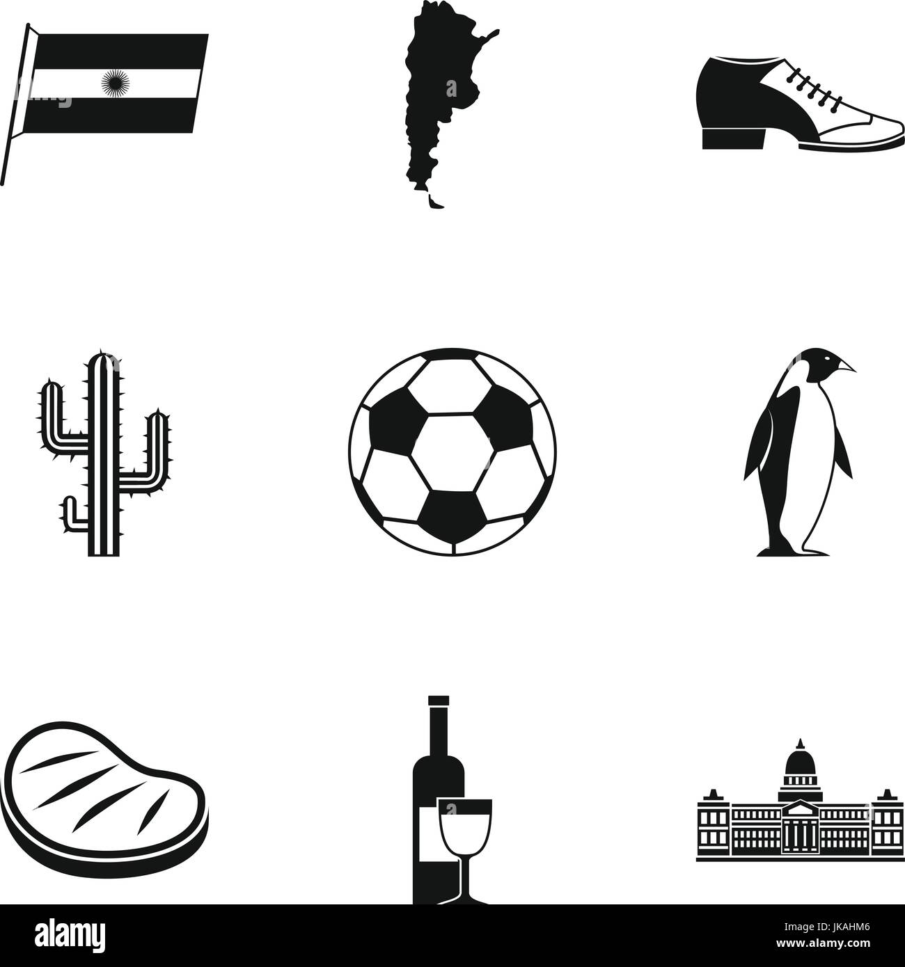 Typical Argentina icons set, simple style Stock Vector