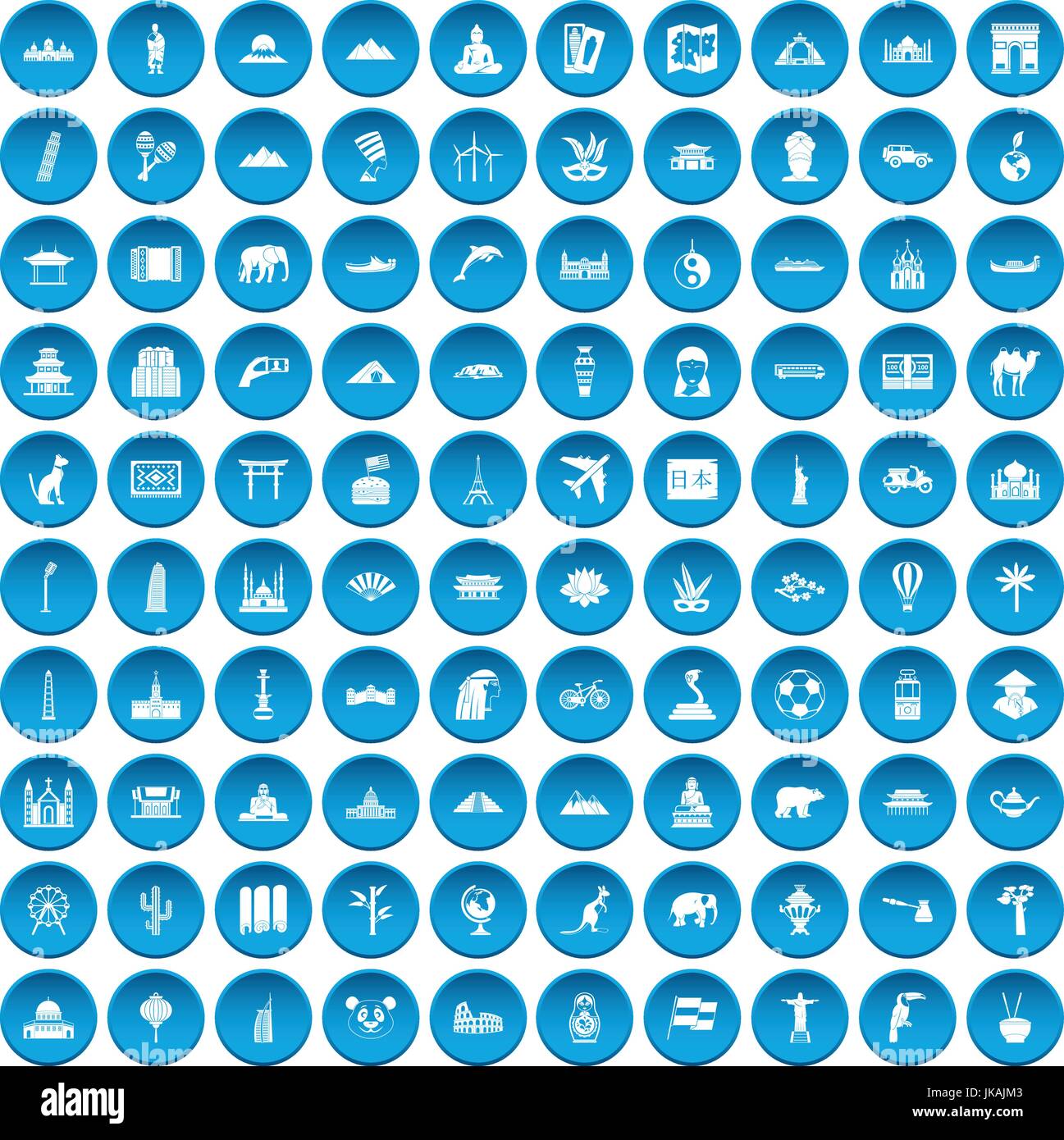 100 world tour icons set blue Stock Vector Image & Art - Alamy