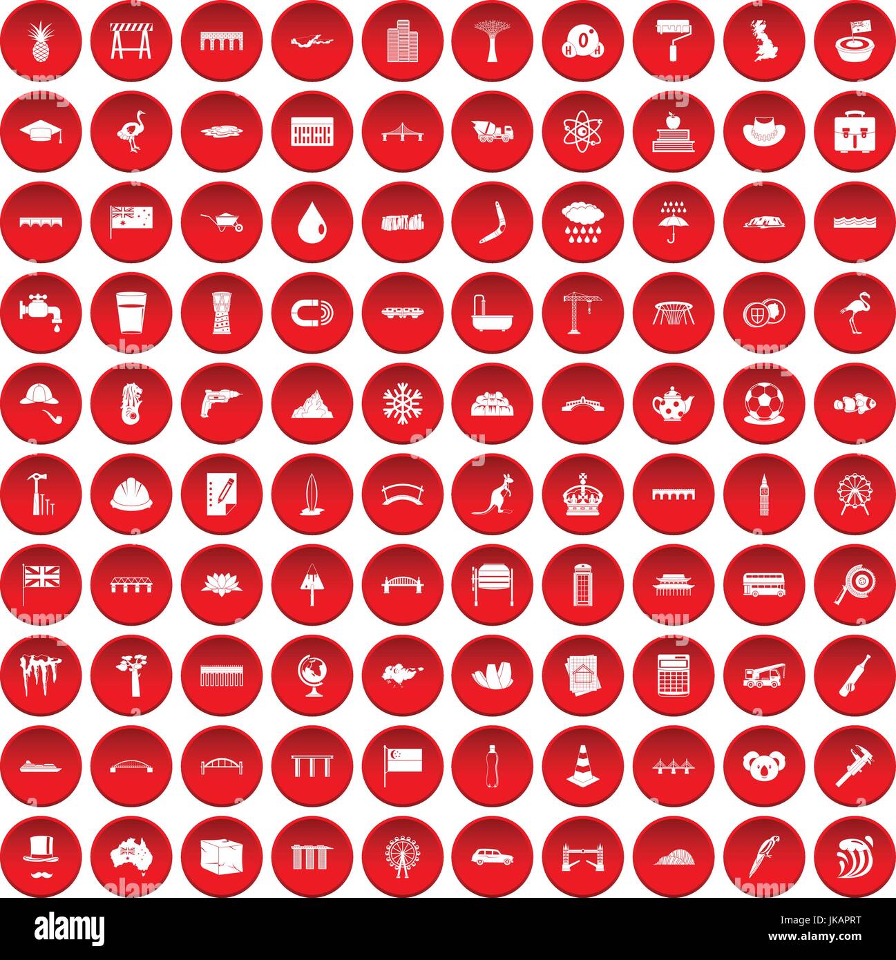 100 bridge icons set red Stock Vector Image & Art - Alamy