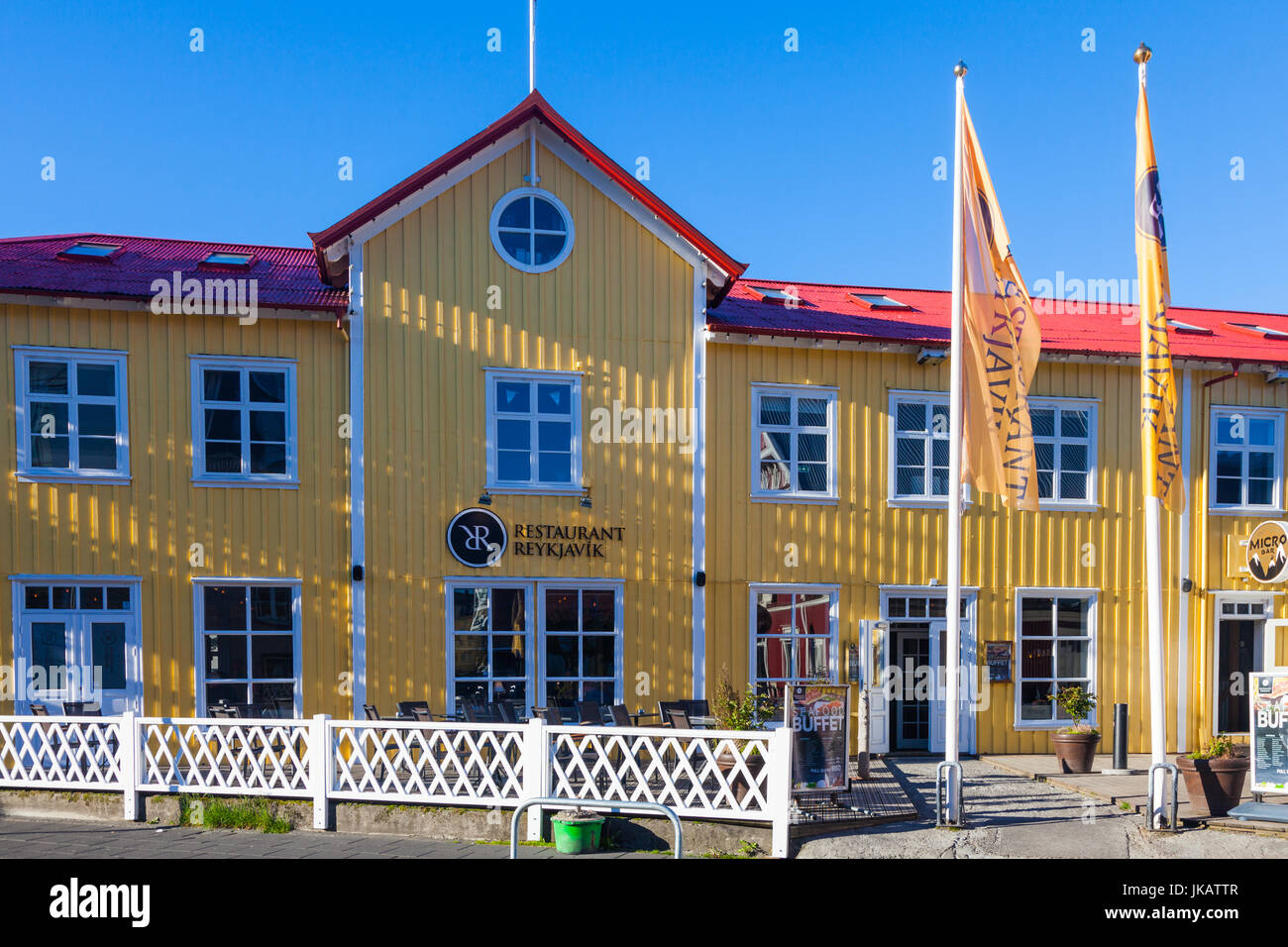 Colourful exterior of a buffet restaurant in old Reykjavik in Iceland Stock Photo
