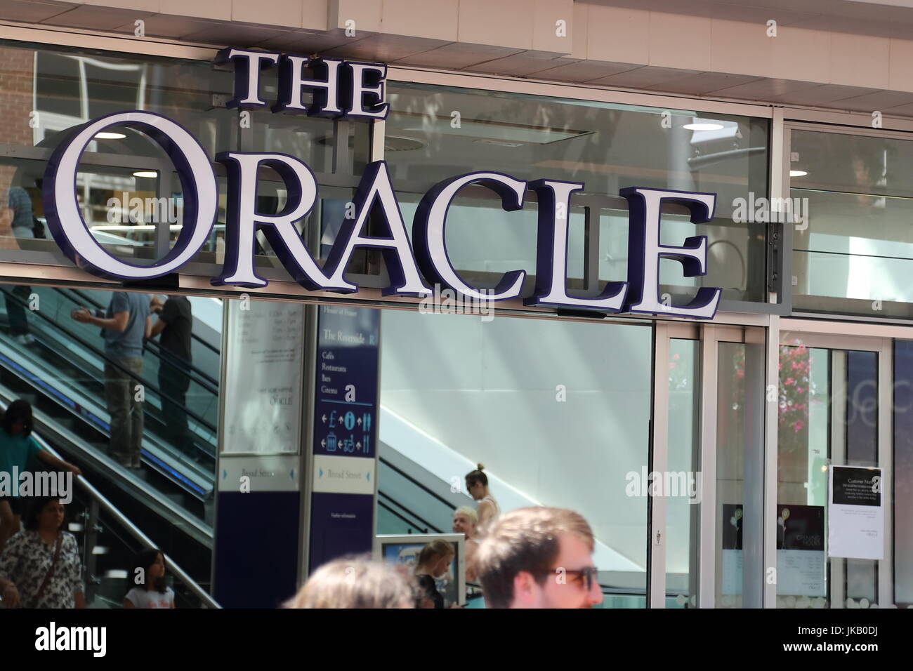 The entrance to the The Oracle at Broad Street Reading, UK Stock Photo