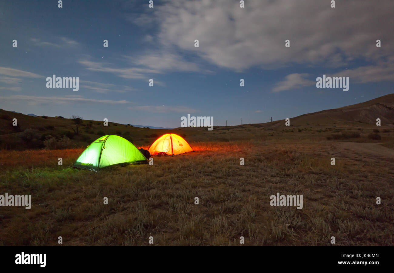 Green tent night hi-res stock photography and images - Alamy